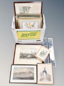 A box of pictures, still lifes, watercolour studies, Prussian soldier print,