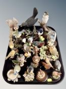 A group of bird ornaments,
