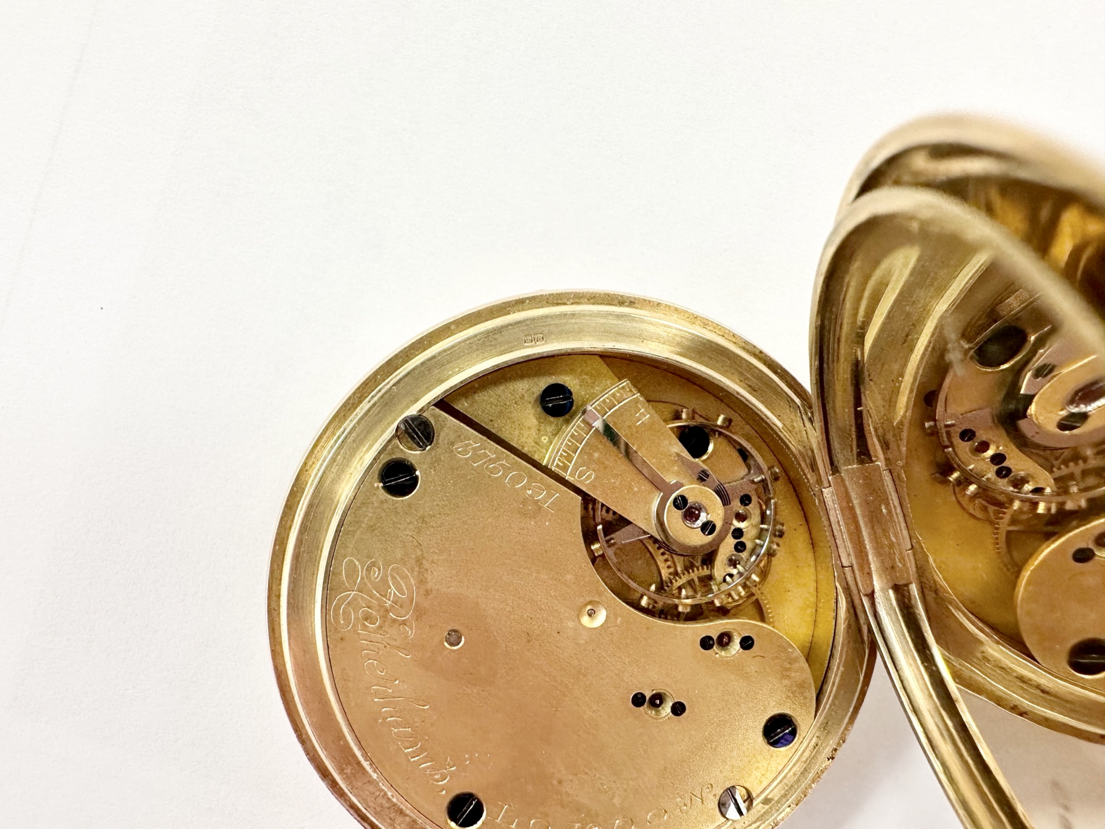 A good 18ct gold half hunter pocket watch, lever movement signed Rotherham, - Image 9 of 9