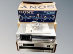 A Sony TC-FX stereo cassette deck together with a Sony ST4950 FM stereo tuner,