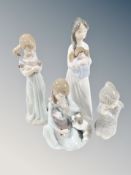 Two Lladro figures and two Nao figures