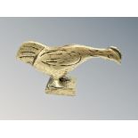 A Chinese bronze desk seal modelled as a cockerel,