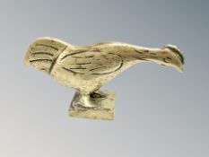 A Chinese bronze desk seal modelled as a cockerel,