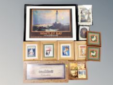 An LNER Whitley Bay advertising print together with further advertising prints,