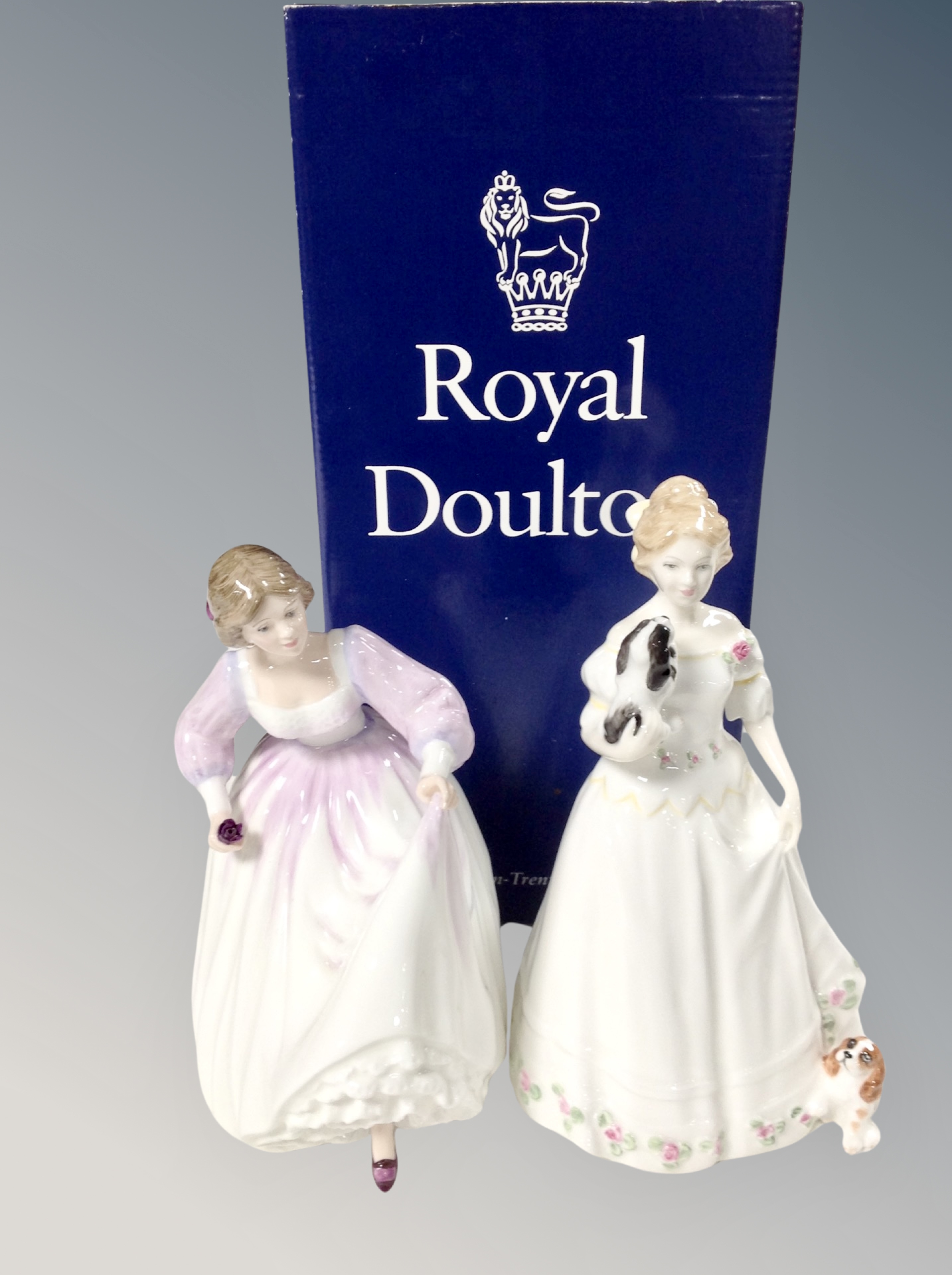 Two Royal Doulton figures, Ashley and Take me Home,