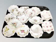 A tray of Staffordshire pin dishes, Shelley dishes,