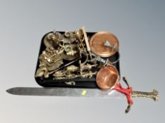 A tray of brass decorative sword,