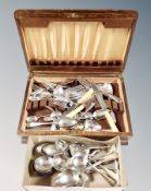 A 20th century canteen containing silver plated and stainless steel cutlery