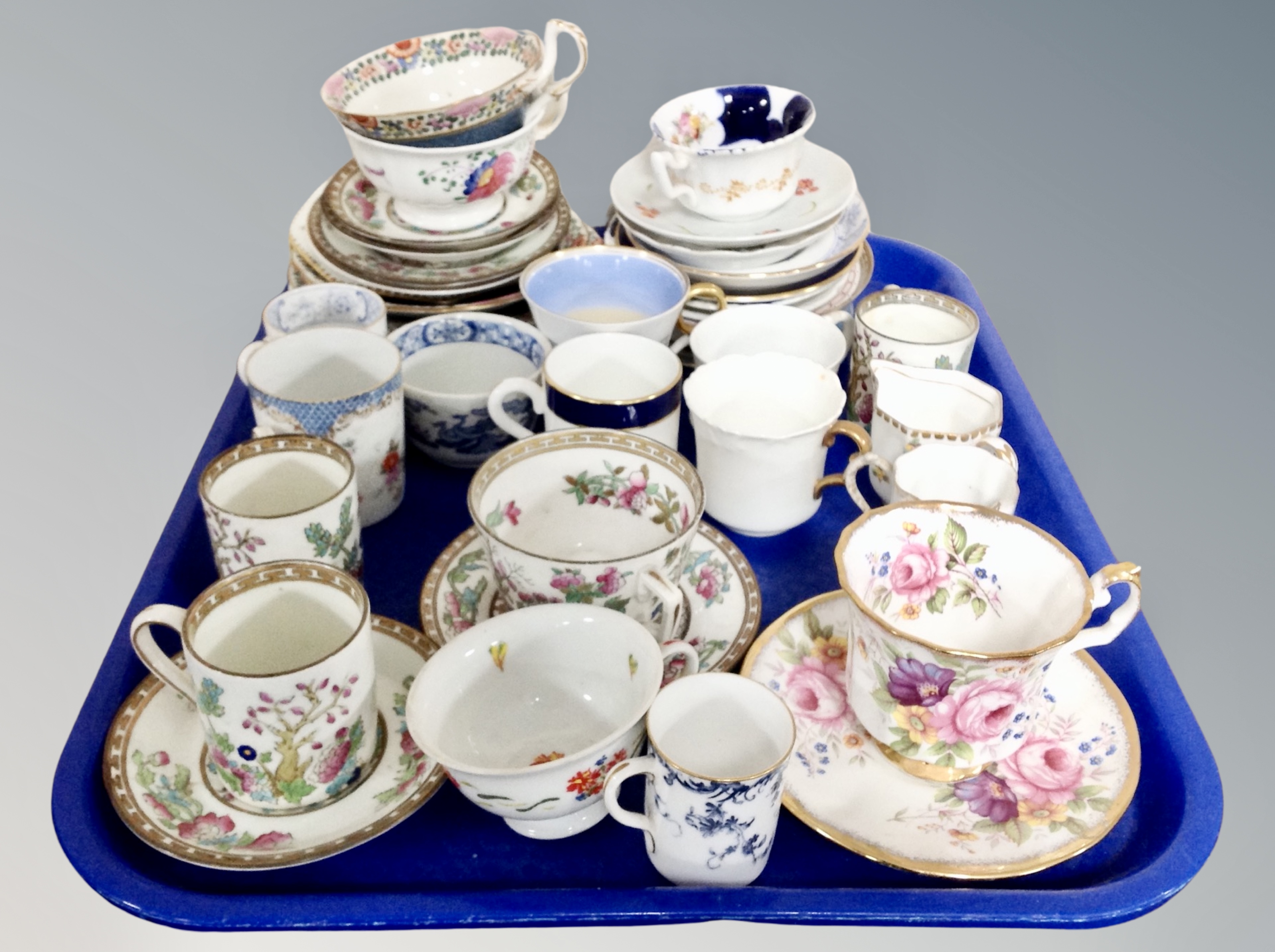 A tray of Indian Tree coffee cans, antique & later ceramic china,