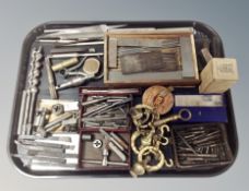Vintage machinist pieces, drill bits,