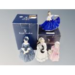 Four Royal Doulton figures, Cherie, Hello Daddy, Tinklebell,