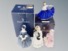 Four Royal Doulton figures, Cherie, Hello Daddy, Tinklebell,