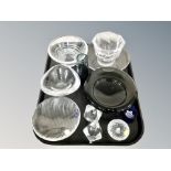 A tray of Copenhagen crystal, coloured glass,