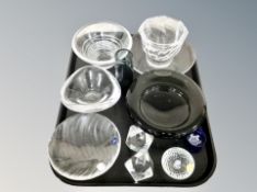 A tray of Copenhagen crystal, coloured glass,