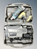A Makita 18v angle grinder with battery together with a Dewalt 18v drill with battery and cased