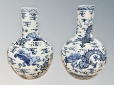 Two Chinese oversized blue and white porcelain vases,