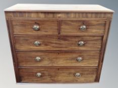 A Regency mahogany five drawer chest (no feet)