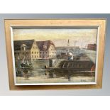 Danish School : A view across a dock, oil on canvas,