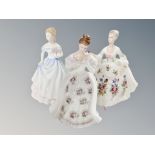Three Royal Doulton figures : Claire, Diana,