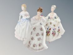 Three Royal Doulton figures : Claire, Diana,