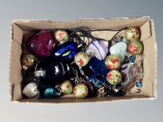 A small box of handmade Venetian glass pendants and beads