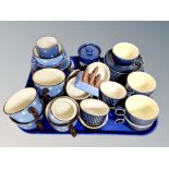 A tray of Denby ramekins, terracotta studio ware,