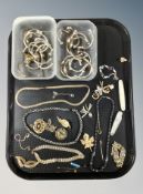 A tray of assorted costume jewellery, bracelets, bangles,