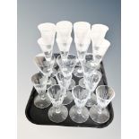 A tray of crystal and glass including Waterford Crystal,
