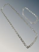 A silver flat link necklace and matching bracelet CONDITION REPORT: 27.