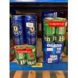 Eighty cans of Lager : Heineken, Tennants Super and Bud Light.