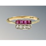 An 18ct gold ruby and diamond ring, size M CONDITION REPORT: 1.