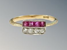 An 18ct gold ruby and diamond ring, size M CONDITION REPORT: 1.