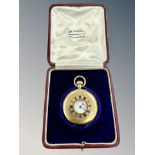 A good 18ct gold half hunter pocket watch, lever movement signed Rotherham,