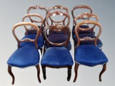 Nine various Victorian dining chairs