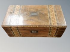 A Victorian walnut parquetry writing box