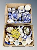 Two boxes of Ringtons china, Cathedral caddies,