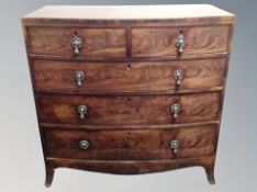 A 19th century mahogany bow fronted five drawer chest,