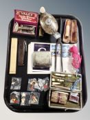 A Valet safety razor together with Colibri lighter, cased cheroot, silver plated cigarette case,