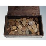 A box of antique British and world coins