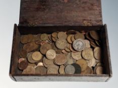 A box of antique British and world coins