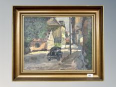 Danish School : Motor car, oil on canvas,