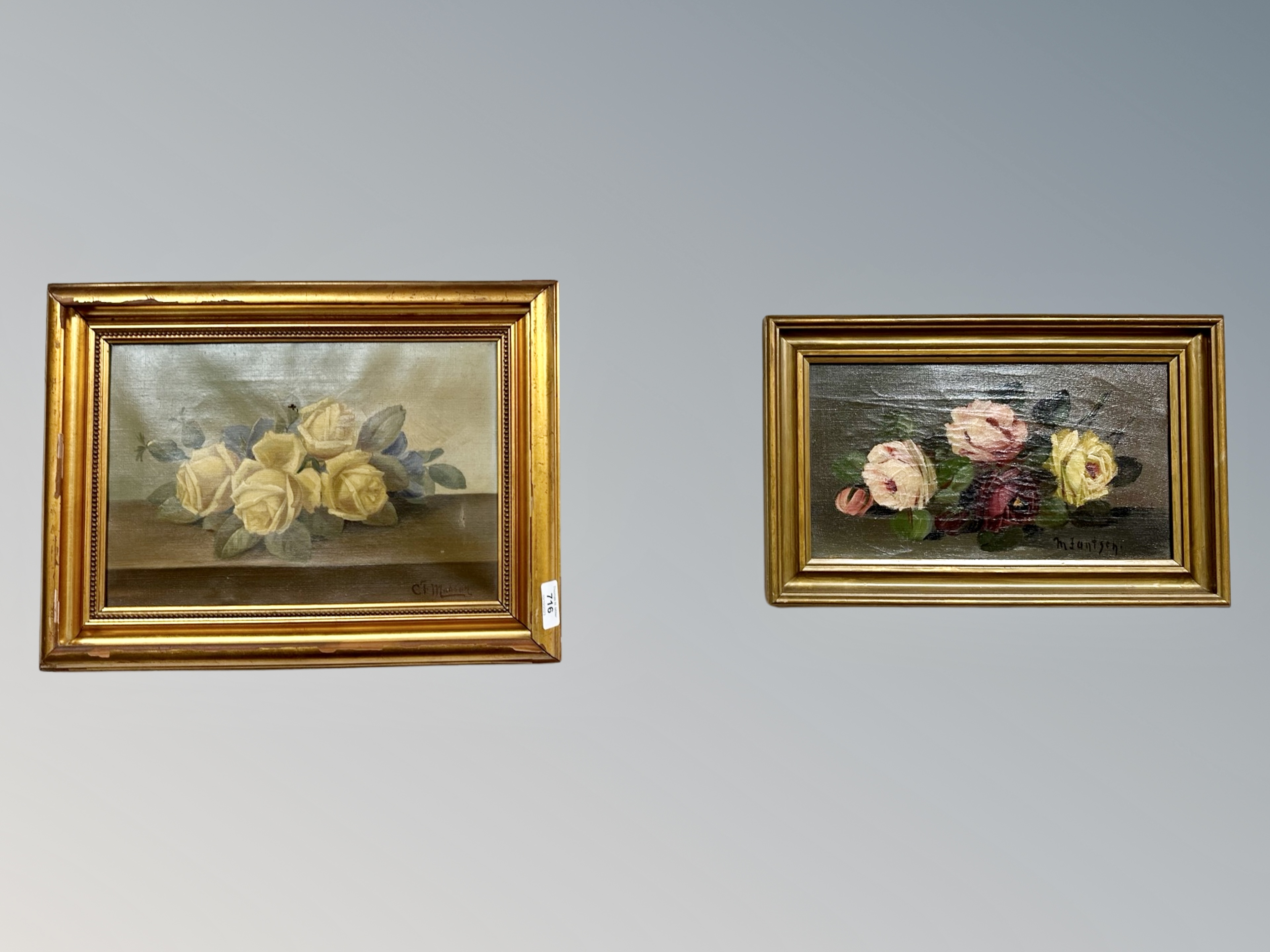 Danish School : Still life with roses, oil on canvas,