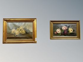 Danish School : Still life with roses, oil on canvas,