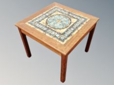 A Danish tiled teak lamp table width 52 cm