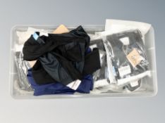 A box of sports clothing