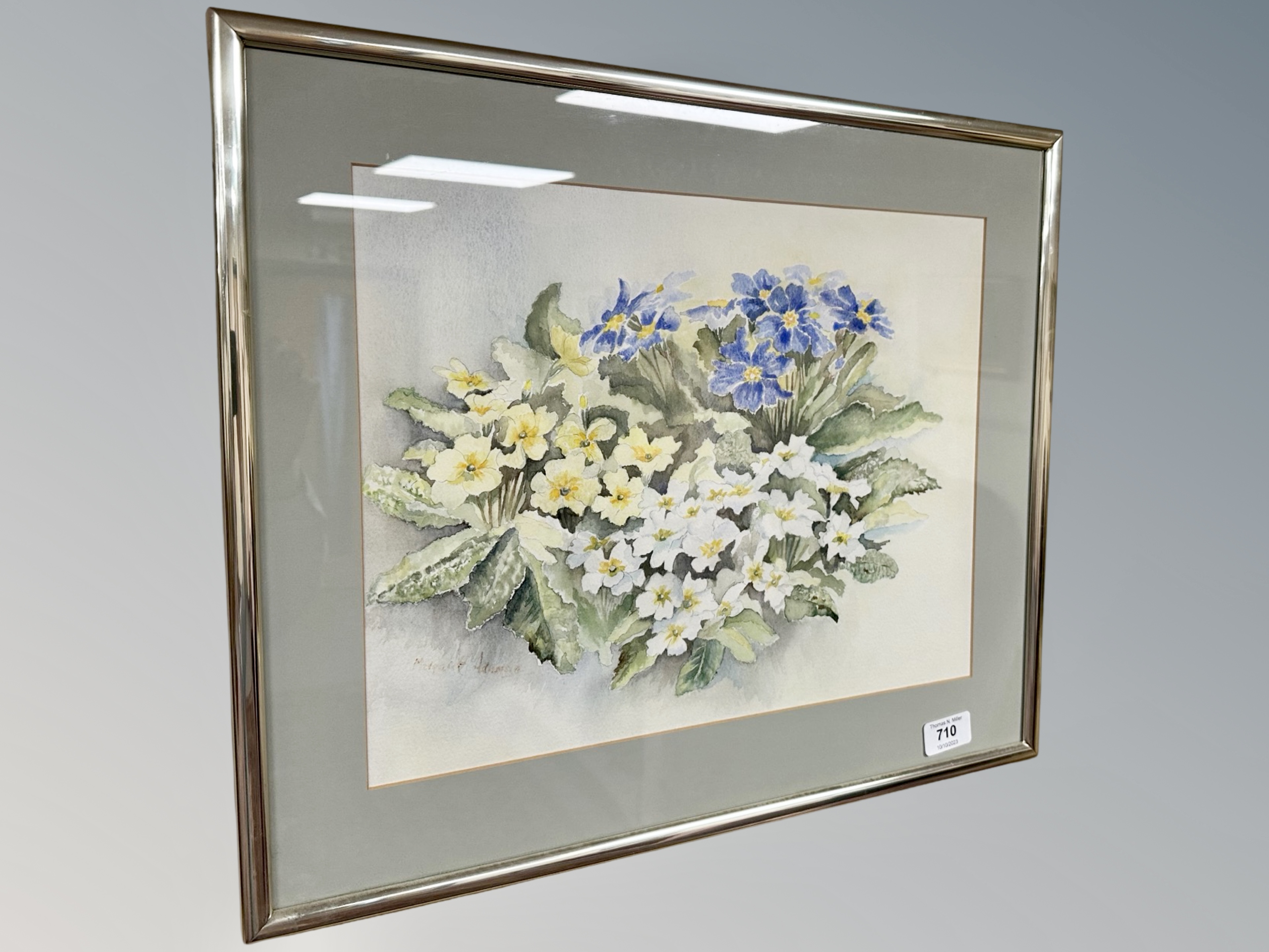 Margaret Adamson : Still life of flowers, watercolour,