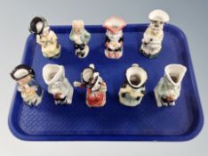 Nine Kevin Francis miniature toby jugs