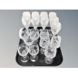 A set of nine Royal Doulton crystal wine glasses,