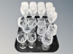 A set of nine Royal Doulton crystal wine glasses,