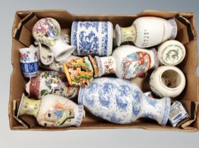 A box of Chinese porcelain and export vases